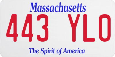 MA license plate 443YL0