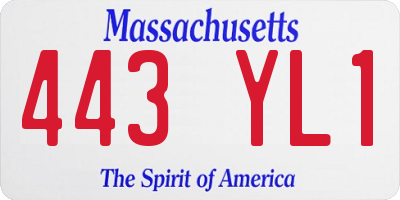 MA license plate 443YL1