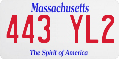 MA license plate 443YL2