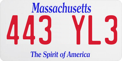 MA license plate 443YL3
