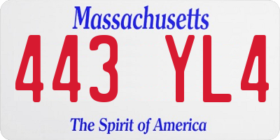 MA license plate 443YL4