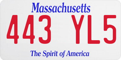 MA license plate 443YL5