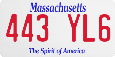 MA license plate 443YL6