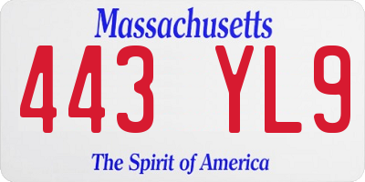 MA license plate 443YL9