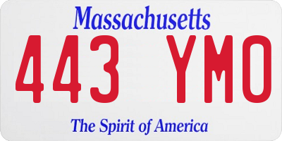 MA license plate 443YM0