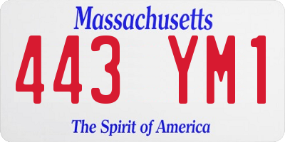 MA license plate 443YM1