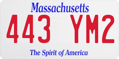 MA license plate 443YM2