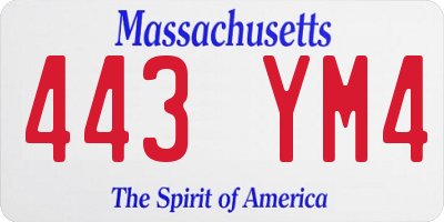 MA license plate 443YM4