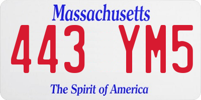 MA license plate 443YM5
