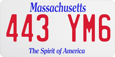 MA license plate 443YM6