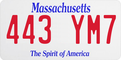 MA license plate 443YM7