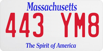 MA license plate 443YM8