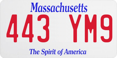 MA license plate 443YM9