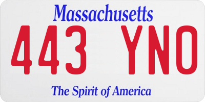 MA license plate 443YN0