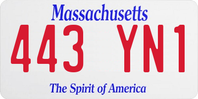 MA license plate 443YN1
