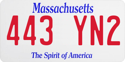 MA license plate 443YN2