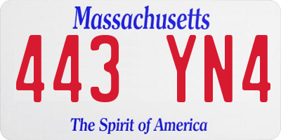MA license plate 443YN4