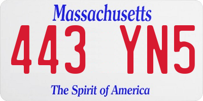 MA license plate 443YN5