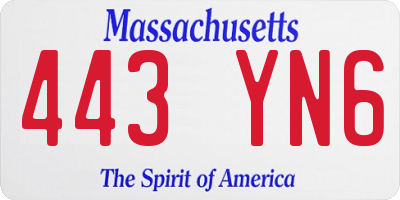 MA license plate 443YN6