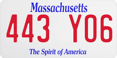 MA license plate 443YO6