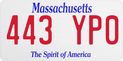 MA license plate 443YP0