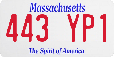 MA license plate 443YP1