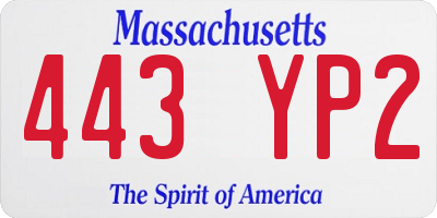 MA license plate 443YP2