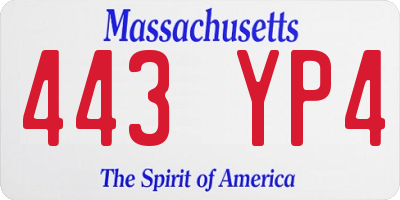 MA license plate 443YP4
