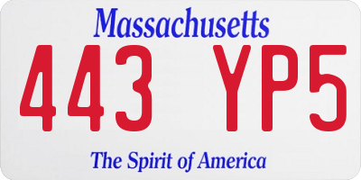 MA license plate 443YP5