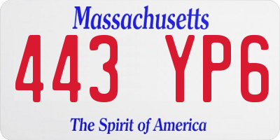 MA license plate 443YP6