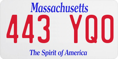 MA license plate 443YQ0