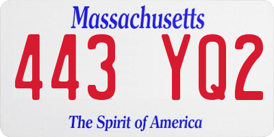 MA license plate 443YQ2