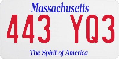 MA license plate 443YQ3