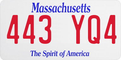 MA license plate 443YQ4