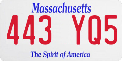MA license plate 443YQ5