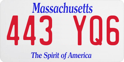 MA license plate 443YQ6