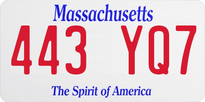 MA license plate 443YQ7