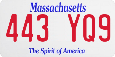 MA license plate 443YQ9