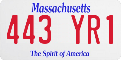 MA license plate 443YR1