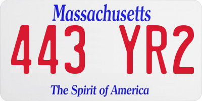 MA license plate 443YR2