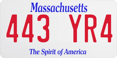MA license plate 443YR4