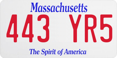 MA license plate 443YR5