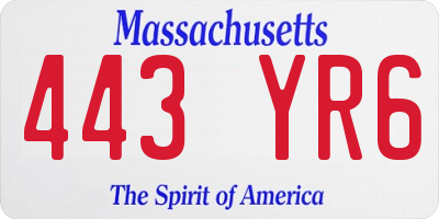 MA license plate 443YR6