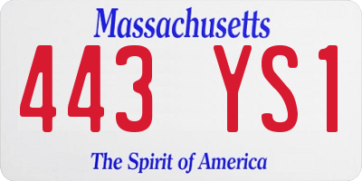 MA license plate 443YS1