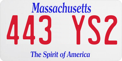 MA license plate 443YS2