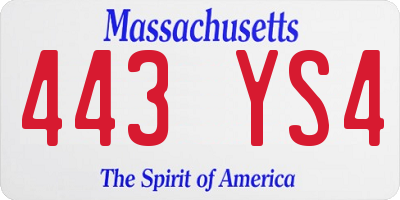 MA license plate 443YS4