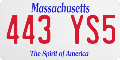 MA license plate 443YS5