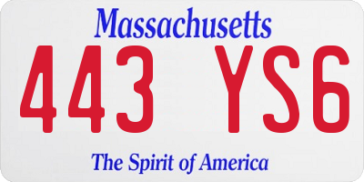 MA license plate 443YS6