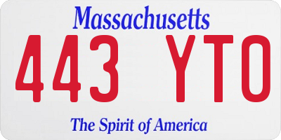MA license plate 443YT0