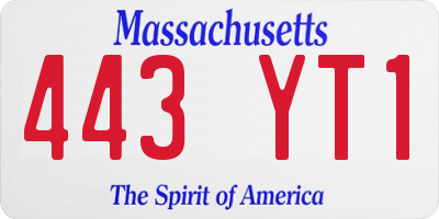 MA license plate 443YT1